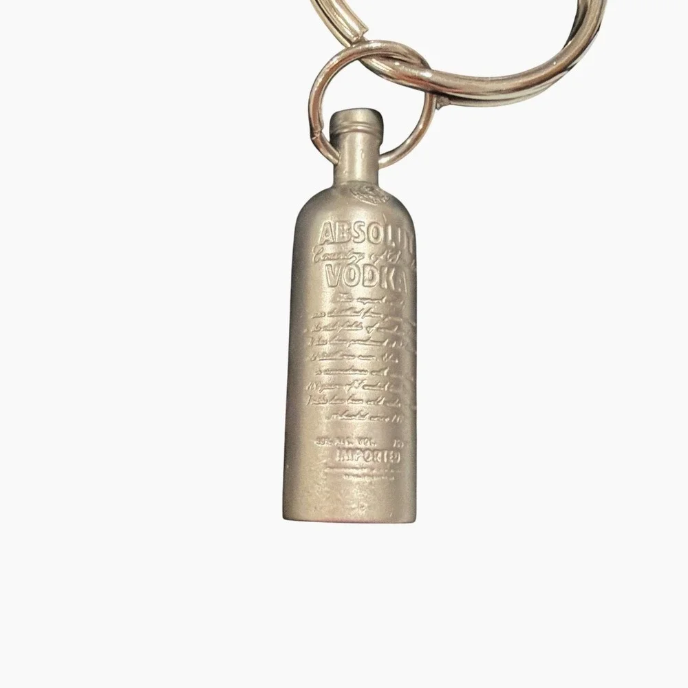 Absolut Vodka Keychain Silver Metal Bottle CharmFranklin Mint  Vintage Barware